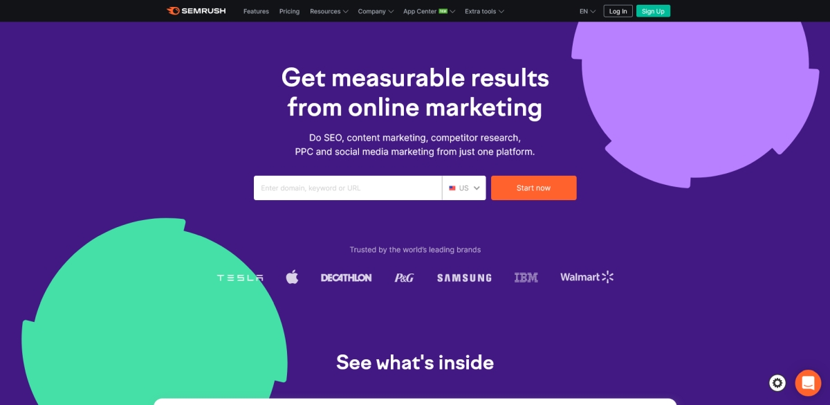 Semrush Tool Landing Page