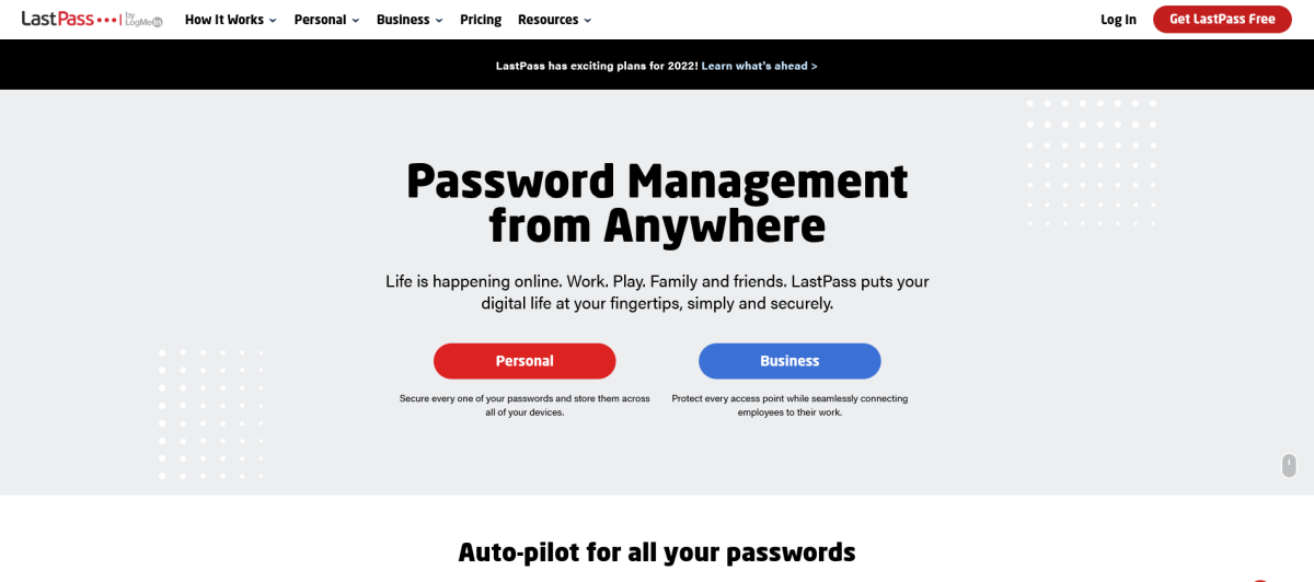 LastPass Landing Page