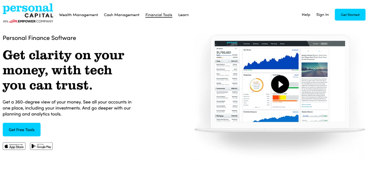 Personal Capital Tool Landing Page