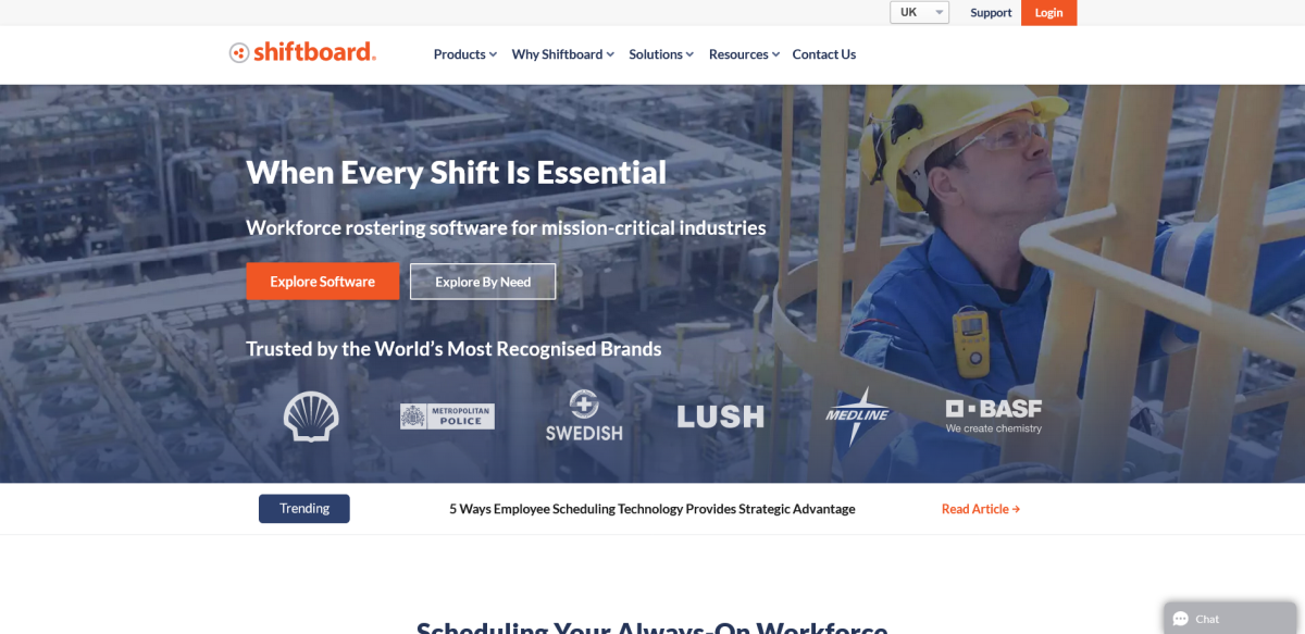 Shiftboard Landing Page