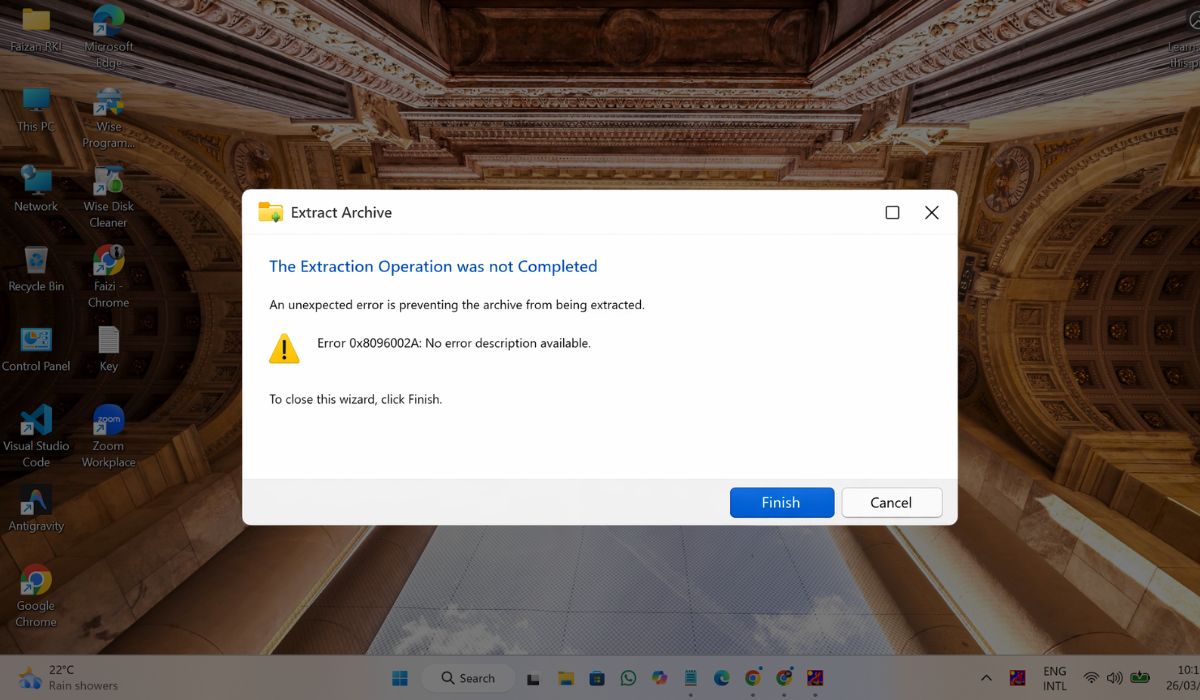 What Is “No Error Description Found 0x8096002A” in Windows 11