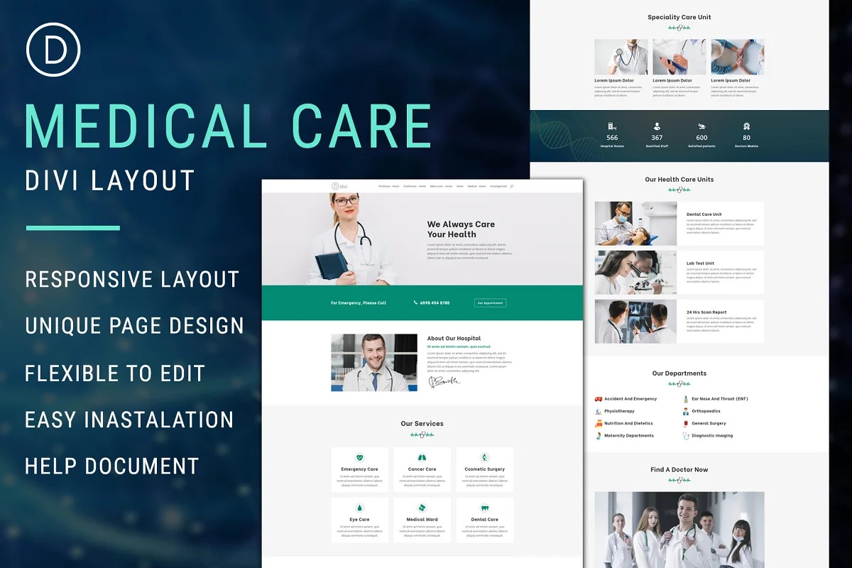 Medical Care – Divi Theme Layout